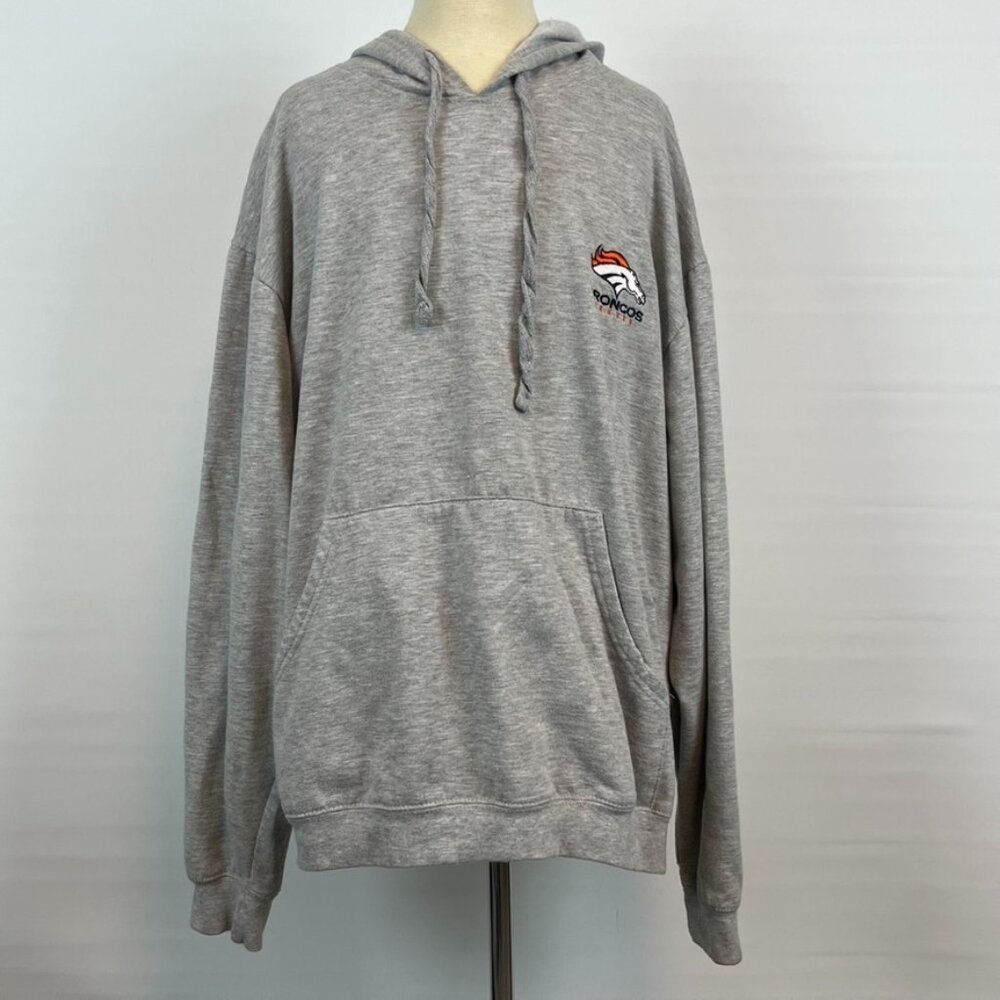 Bronco's Gray Heathered Sweatshirt Pullover Hoodie ((size Large))